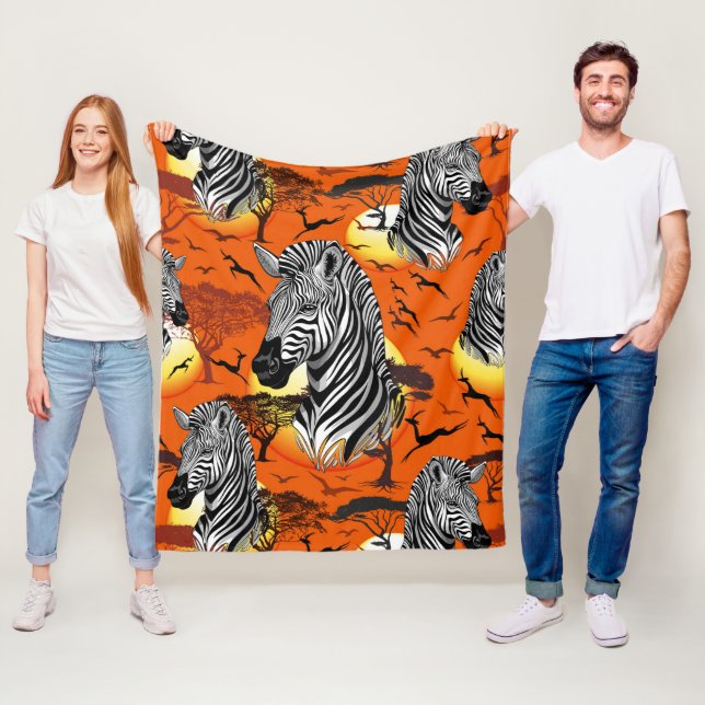 Zebra African Savanna Wild Animal Fleece Blanket (In Situ)