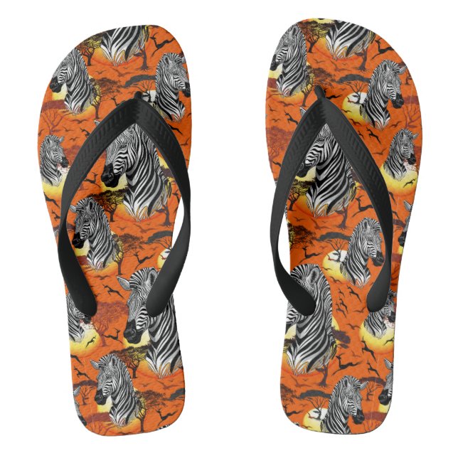 Zebra African Savanna Wild Animal Flip Flops (Footbed)