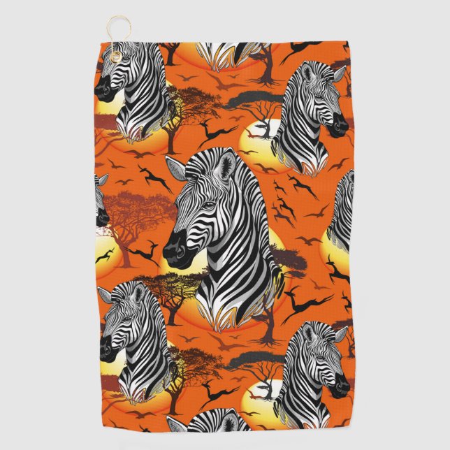 Zebra African Savanna Wild Animal Golf Towel (Front)