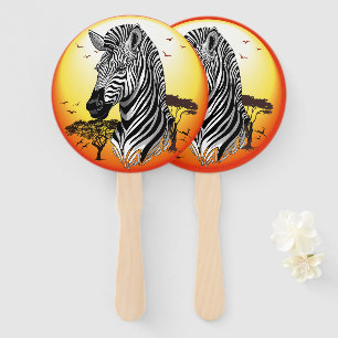 Zebra African Savanna Wild Animal Hand Fan