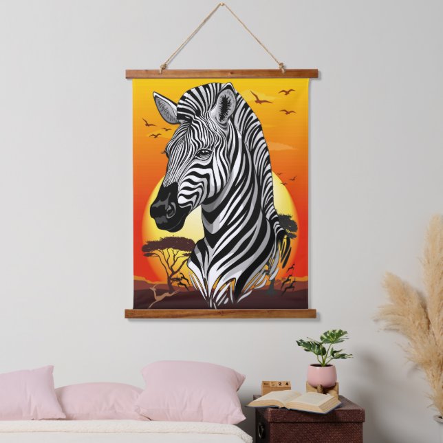 Zebra African Savanna Wild Animal Hanging Tapestry (Bedroom)