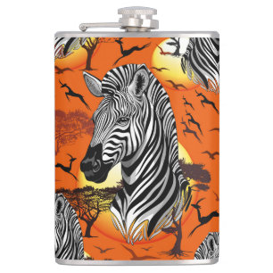 Zebra African Savanna Wild Animal Hip Flask