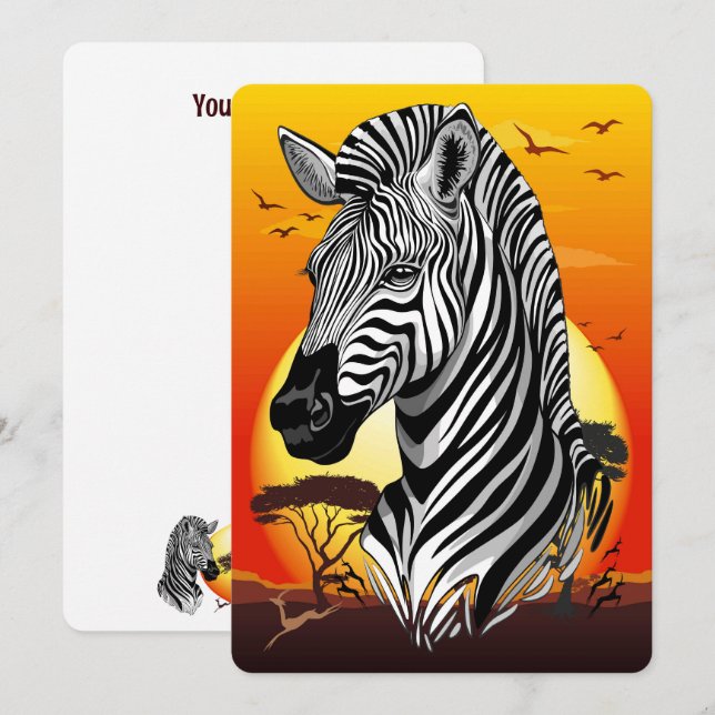 Zebra African Savanna Wild Animal Invitation (Front/Back)