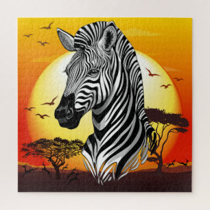 Zebra African Savanna Wild Animal Jigsaw Puzzle