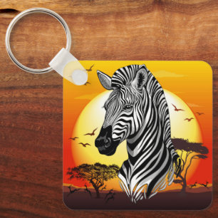 Zebra African Savanna Wild Animal Key Ring