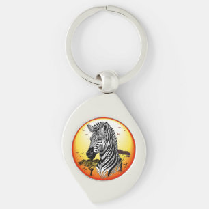 Zebra African Savanna Wild Animal Key Ring