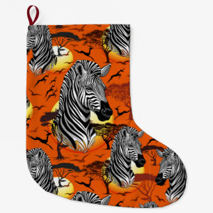 Zebra African Savanna Wild Animal Large Christmas Stocking