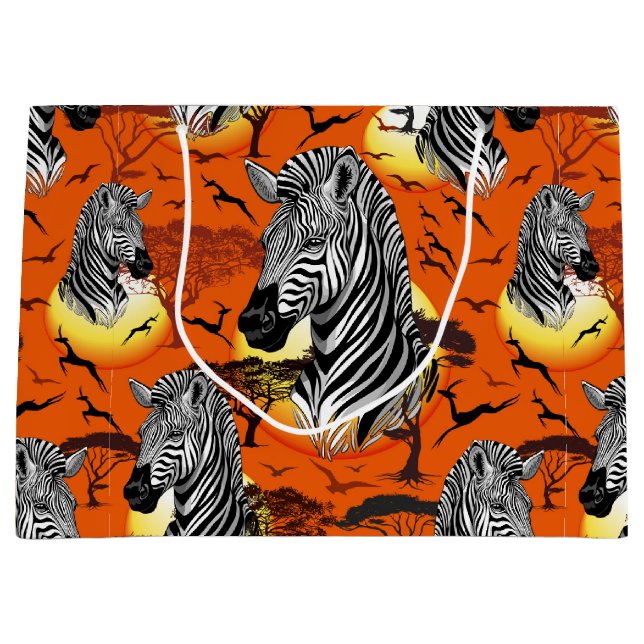 Zebra African Savanna Wild Animal Large Gift Bag (Front)