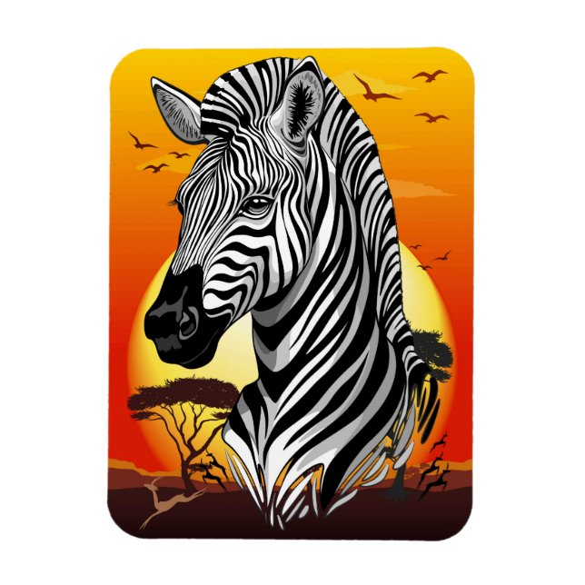 Zebra African Savanna Wild Animal Magnet (Vertical)