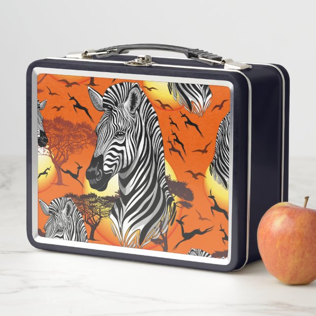Zebra African Savanna Wild Animal Metal Lunch Box (In Situ)