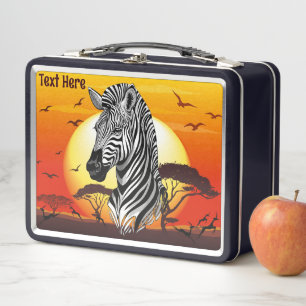Zebra African Savanna Wild Animal Metal Lunch Box