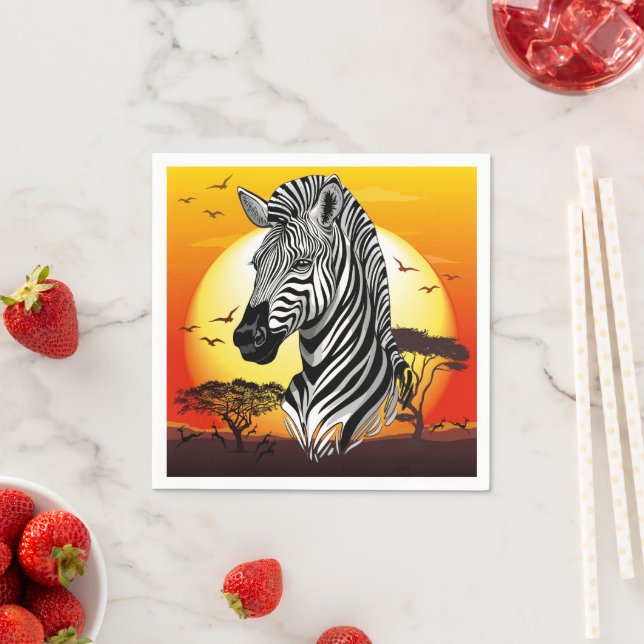 Zebra African Savanna Wild Animal Napkin (Insitu)