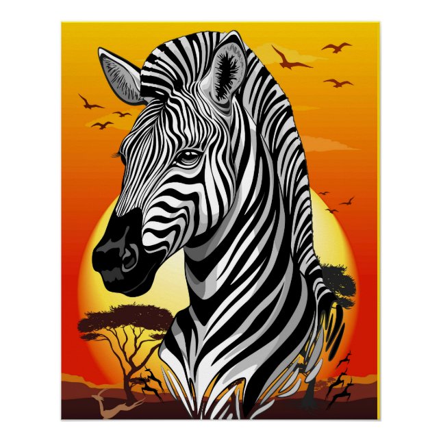 Zebra African Savanna Wild Animal Poster (Front)