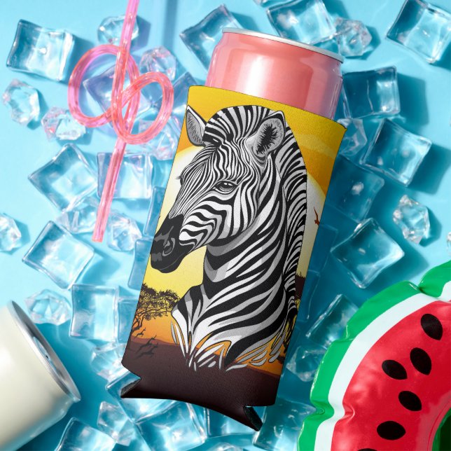 Zebra African Savanna Wild Animal Seltzer Can Cooler (In Situ Summer)
