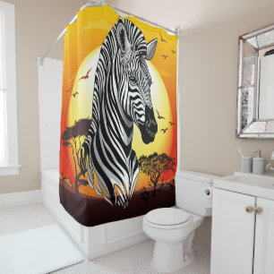 Zebra African Savanna Wild Animal Shower Curtain