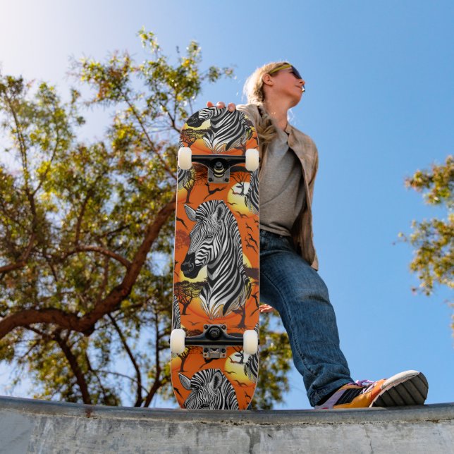 Zebra African Savanna Wild Animal Skateboard (Outdoor 1)