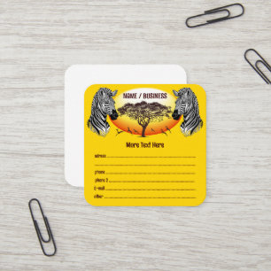 Zebra African Savanna Wild Animal Square Business Card