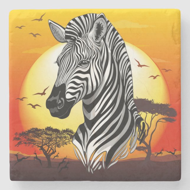 Zebra African Savanna Wild Animal Stone Coaster (Front)