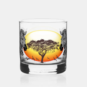 Zebra African Savanna Wild Animal Whiskey Glass