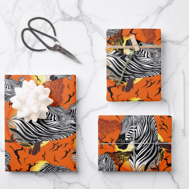 Zebra African Savanna Wild Animal Wrapping Paper Sheet (Front)
