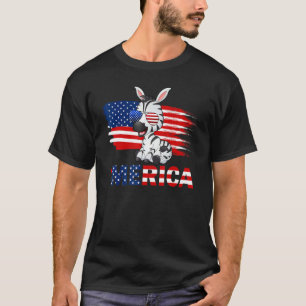 Zebra American Flag Sunglasses Merica 4th Of July T-Shirt