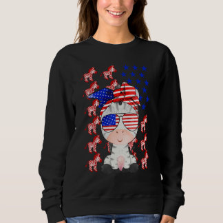 Zebra American Flag Zebra  Patriotic 4th Of July Sweatshirt