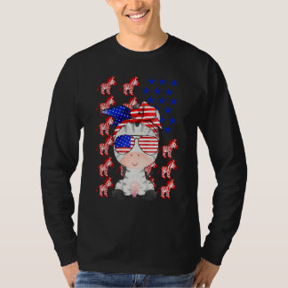 Zebra American Flag Zebra  Patriotic 4th Of July T-Shirt