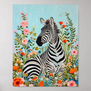 Zebra among the Blooms 🦓 Poster
