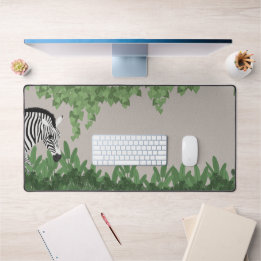 Zebra amongst Leaves Desk Mat