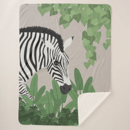 Zebra amongst Leaves Sherpa Blanket