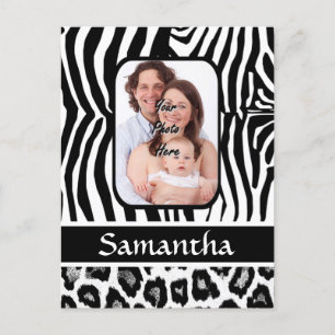 Zebra and cheetah print postcard