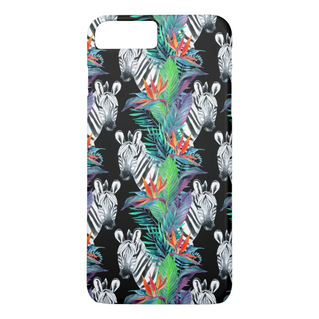 Zebra And Exotic Flowers Pattern Case-Mate iPhone Case (Back)