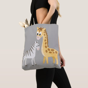 Zebra and Giraffe Cute Baby Animal Safari Tote Bag