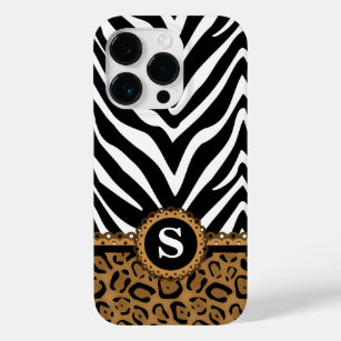 Zebra and Leopard Monogram Case-Mate iPhone 14 Pro Case