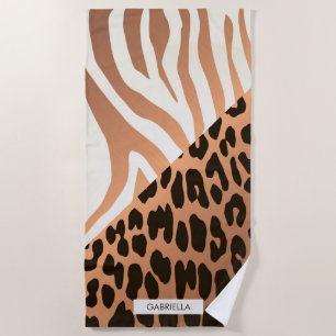 Zebra and Leopard Print Beach Towel