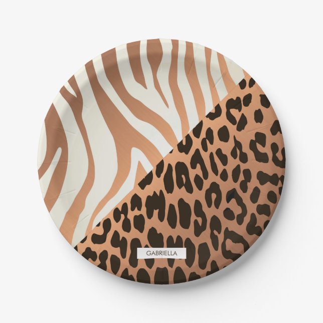 Zebra and Leopard Print Paper Plate (Front)