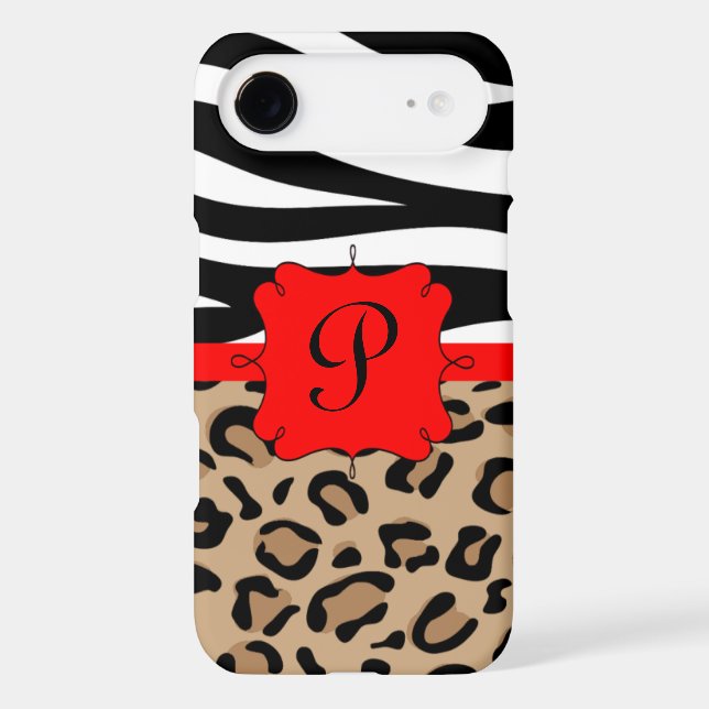 Zebra and Leopard Print Personalised Monogram Case-Mate iPhone Case (Back)