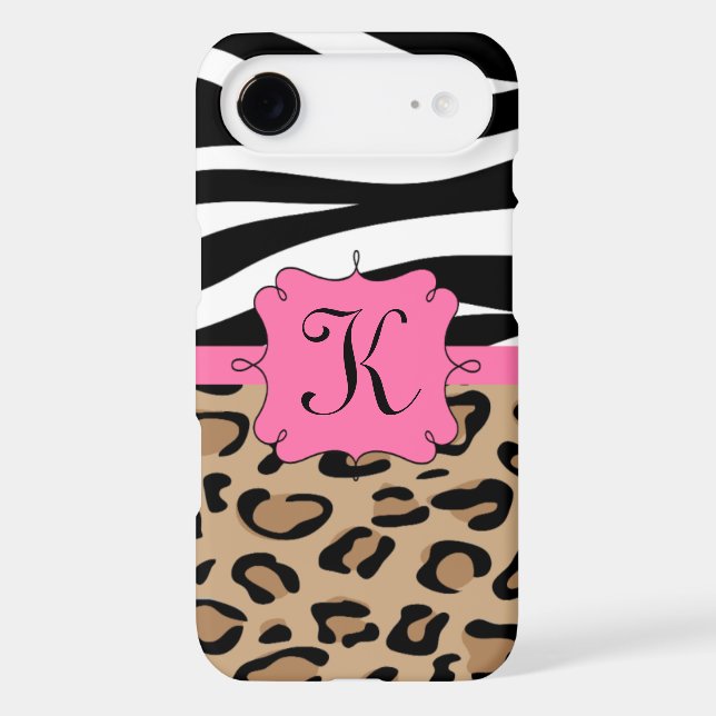Zebra and Leopard Print Personalised Monogram Case-Mate iPhone Case (Back)