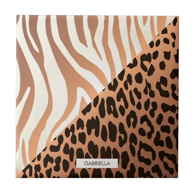 Zebra and Leopard Print Tile (Front)
