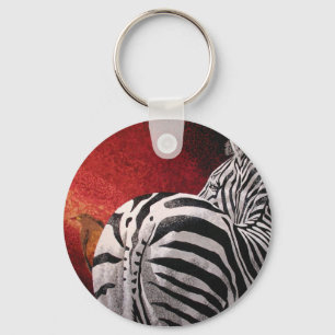 Zebra and Oxpecker Key Ring