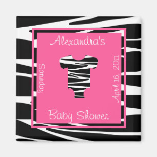 Zebra and Pink Clothes Baby Shower Favour Magnet