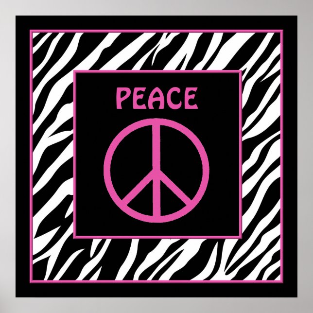 Zebra and Pink Peace Sign Wall Decor (Front)