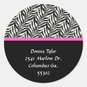 Zebra and Pink Trimmed Address Stickers