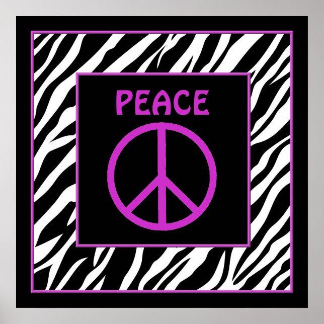 Zebra and Purple Peace Sign Wall Decor Posters (Front)