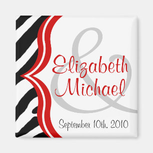 Zebra and Red Save the Date Magnet