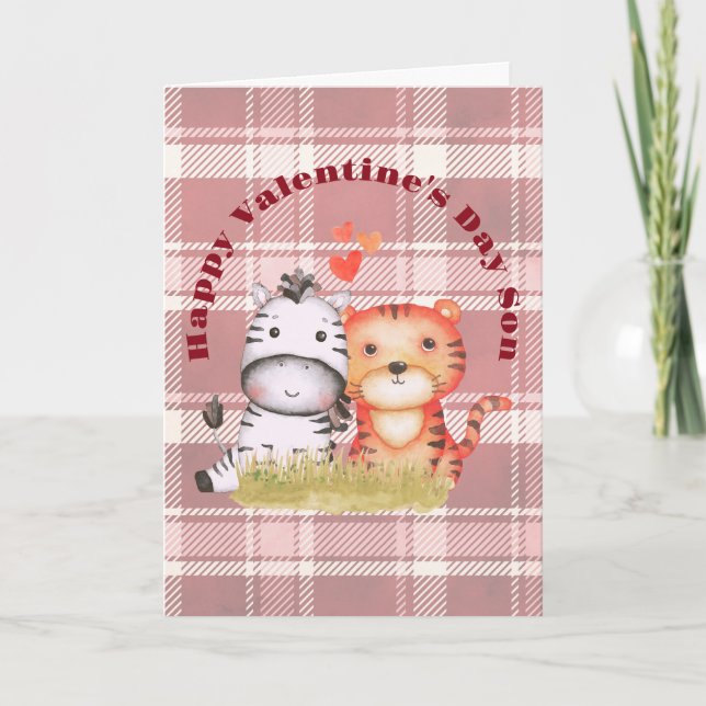 Zebra and Tiger Valentine Card (Front)