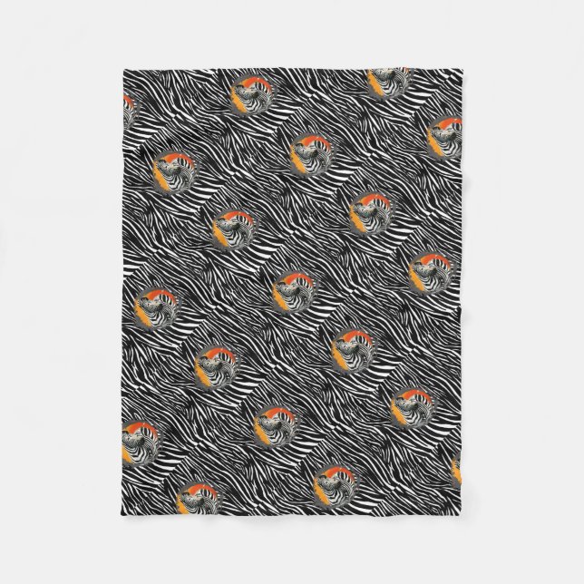 Zebra and Zebra Stripes Fleece Blanket (Front)