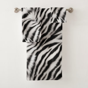 Zebra Animal Fur Bath Towel Set