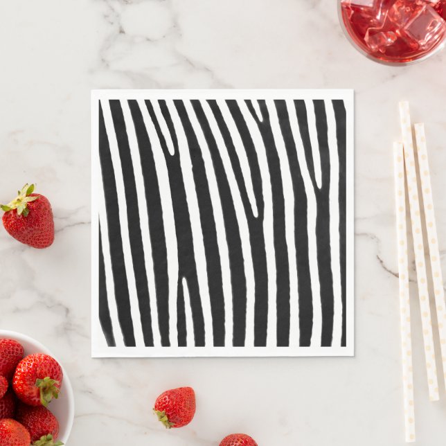 Zebra animal print,black-and-white Stripes. Napkin (Insitu)