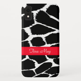 Zebra animal print black white red iPhone XR case